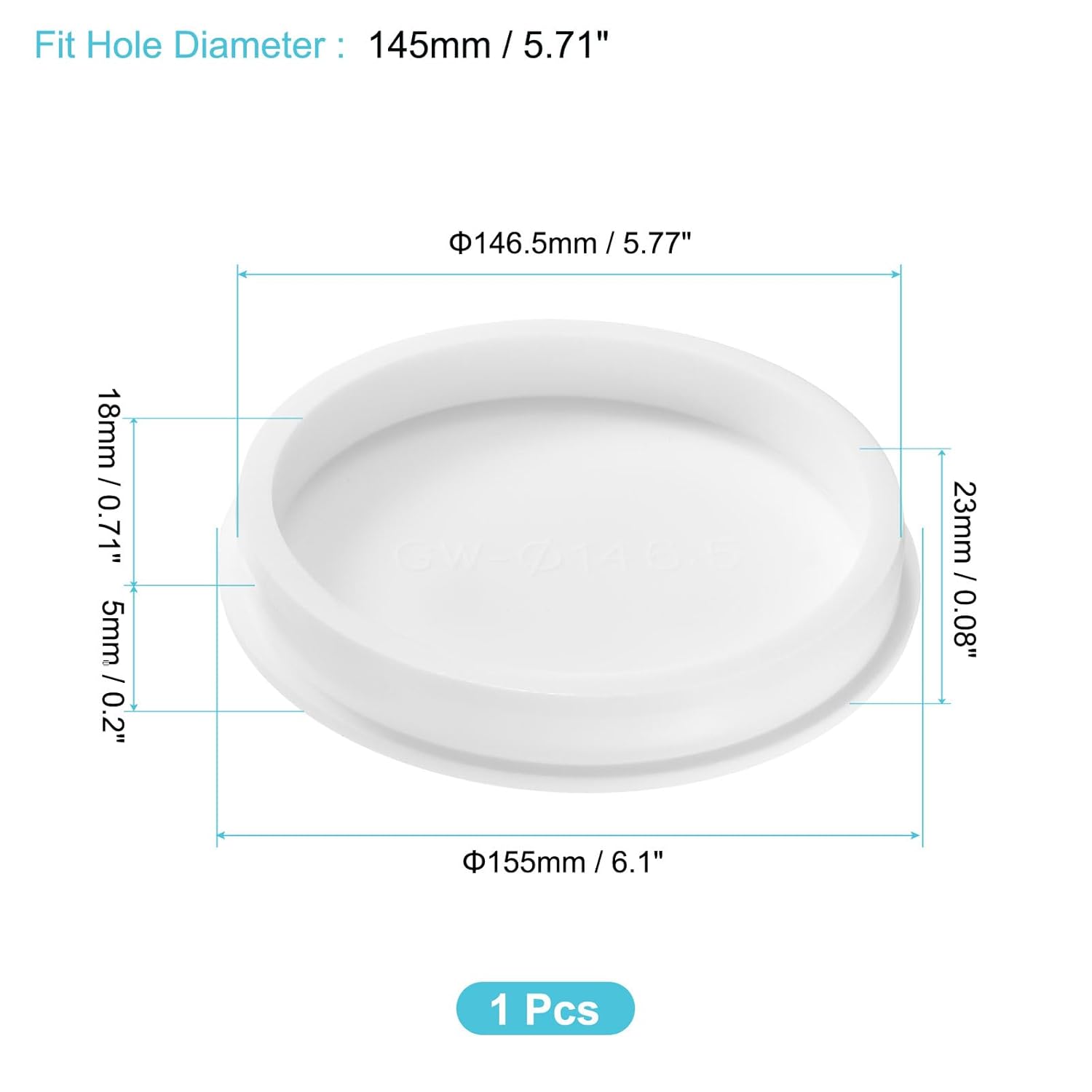 uxcell 1Pcs Silicone Hole Plug, Waterproof Round Rubber Stoppers Bottle Seal Plugs Tube Pipe End Caps for 145mm/5.71" Hole for Bathtub Bottle, White