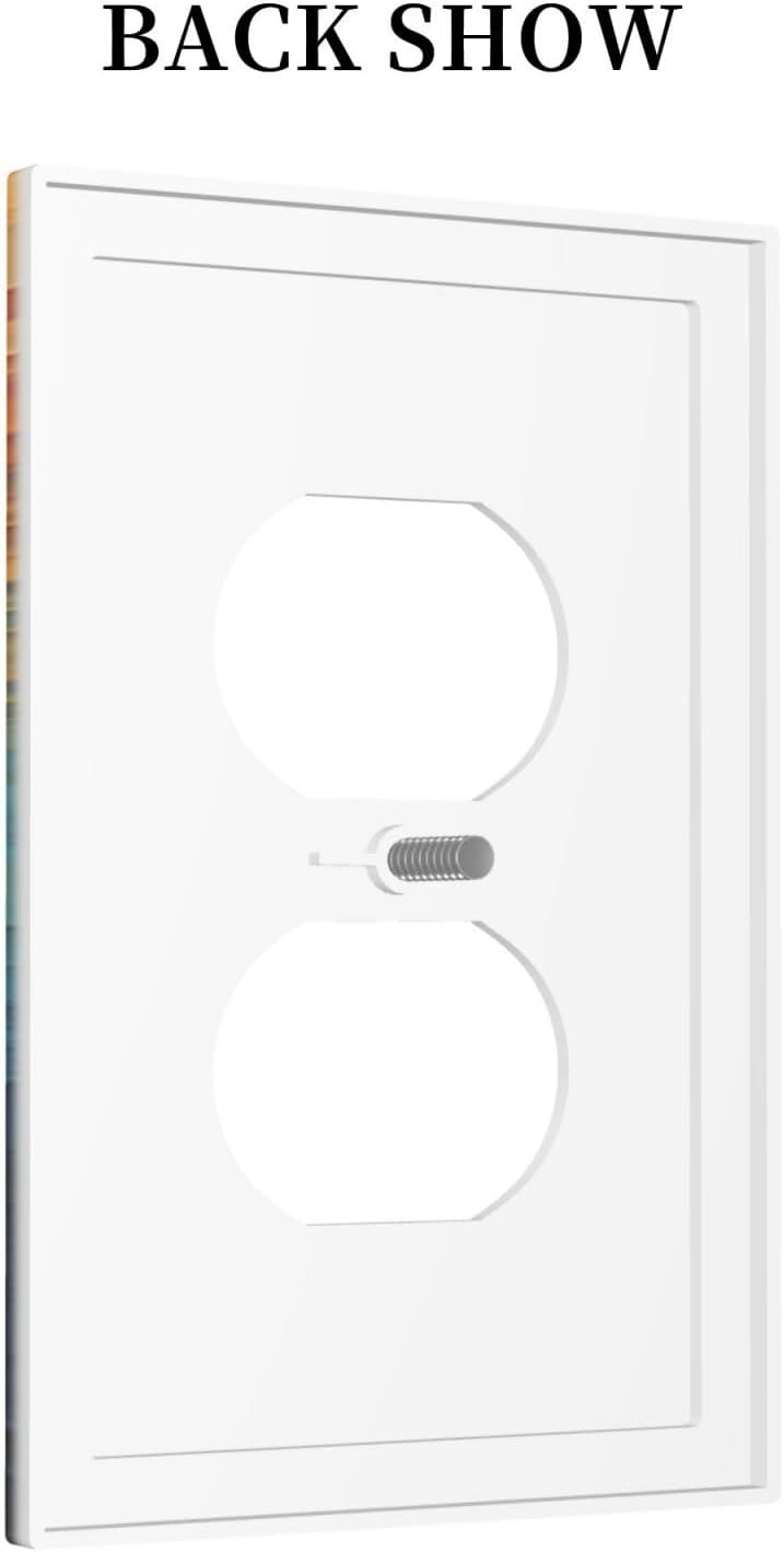 Abstract Colorful Modern Luxury Rainbow 1 Gang Duplex Receptacle Switch Wall Plate Decorative Switchplate Outlet Covers Electrical Plug Cover Faceplate for Bathroom Home Decor 5 X 3 IN
