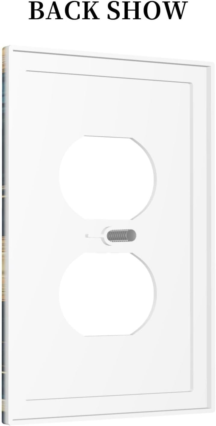 Outlet Covers Modern Abstract Sky Blue Gold Moon Sun Star 1 Gang Duplex Wall Plate Decorative Switch Plates Electrical Receptacle Faceplate Light Switch Cover for Bedroom Kids room Decor