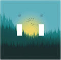 Green Forests And Birds Sun Woodland Decorative Switch Plates 2 Gang Double Toggle Outlet Light Switch Cover Wall Plate Electrical Faceplate for Bedroom Bathroom Decor