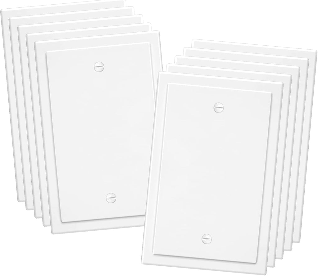 1-Gang Modern Edge Decorative Wall Plate Cover Switch Outlet Single Blank Electrical Faceplate for Light Switches, Smart Switch, GFCI, Dimmers, Receptacle, USB Outlet (10 Pack, Single Blank)