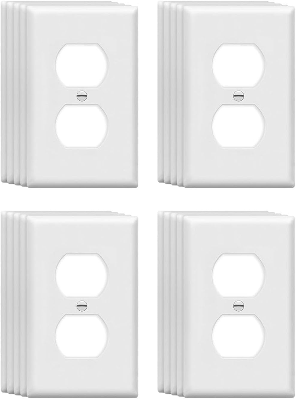 Mid-Size Duplex Outlet Cover Wall Plates 1-Gang 4.89" x 3.12" Switch Outlet Electrical Cover Plate Unbreakable Thermoplastic Faceplate for Light Receptacle Outlet Switch, White (20 Pack)