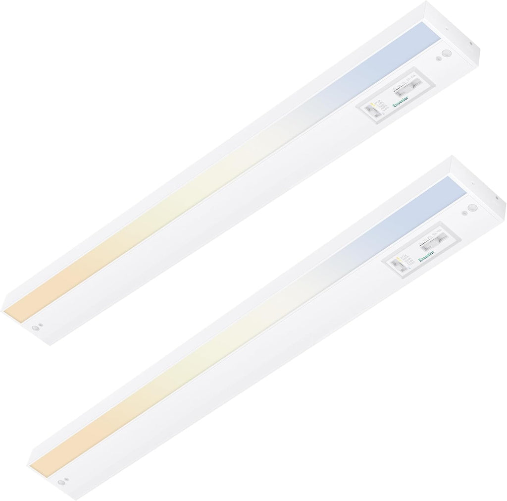 Ensenior 18 Inch LED Under Cabinet Lighting Hardwired, 5CCT, 10W 650LM, 2700K/3000K/3500K/4000K/5000K, Wired Under Cabinet Lights, Dimmable Under Counter Lights for Kitchen, FCC, 2 Packs