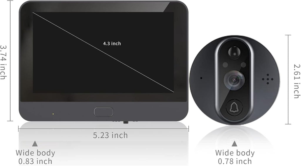 WiFi Video Doorbell for Apartment,Peephole Camera with 4.3" LCD Display,1080P, 120° Wide Angle, Night Vision,Motion Detection,2-Way Audio,Digital Peephole veiwer,Smart Life App Compatible