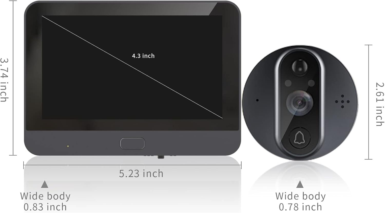 WiFi Video Doorbell for Apartment,Peephole Camera with 4.3" LCD Display,1080P, 120° Wide Angle, Night Vision,Motion Detection,2-Way Audio,Digital Peephole veiwer,Smart Life App Compatible