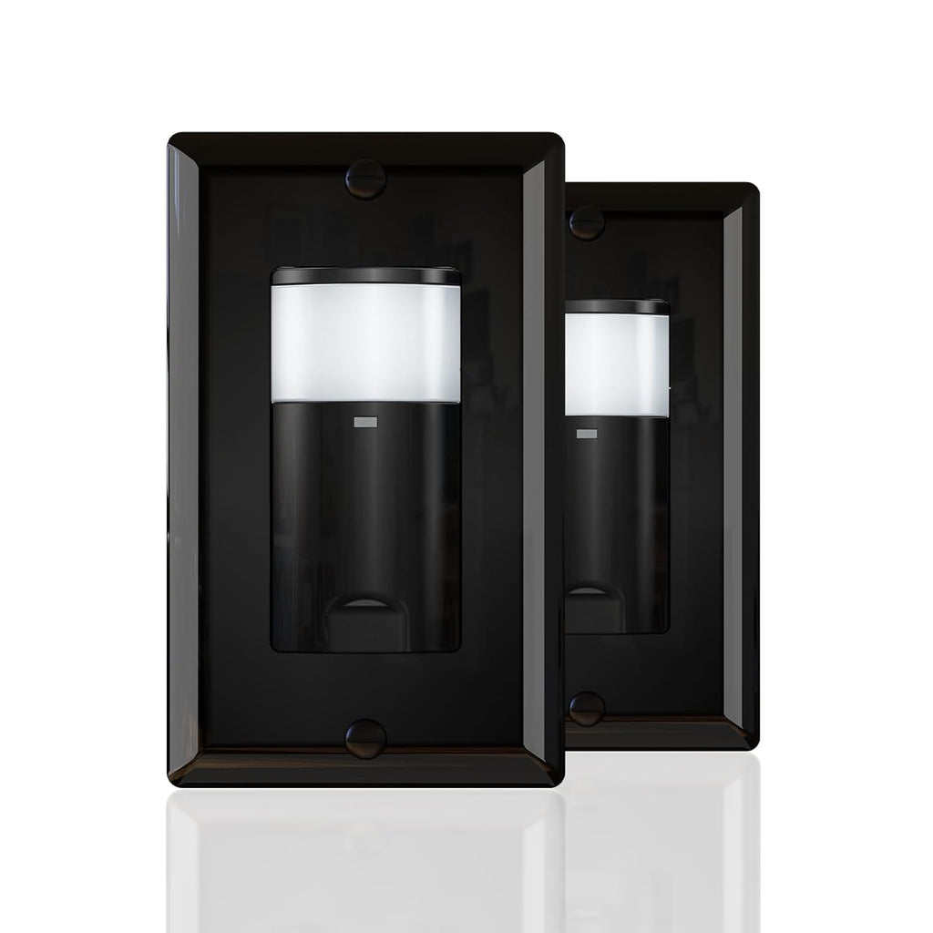 ECOELER Single Pole Occupancy Motion Sensor Switch, PIR Infrared Motion Activated Switch with Sensitivity & Delay Adjustable, Neutral Wire Required, for Kitchen, Garage, Stairwell, Black, 2 Pack