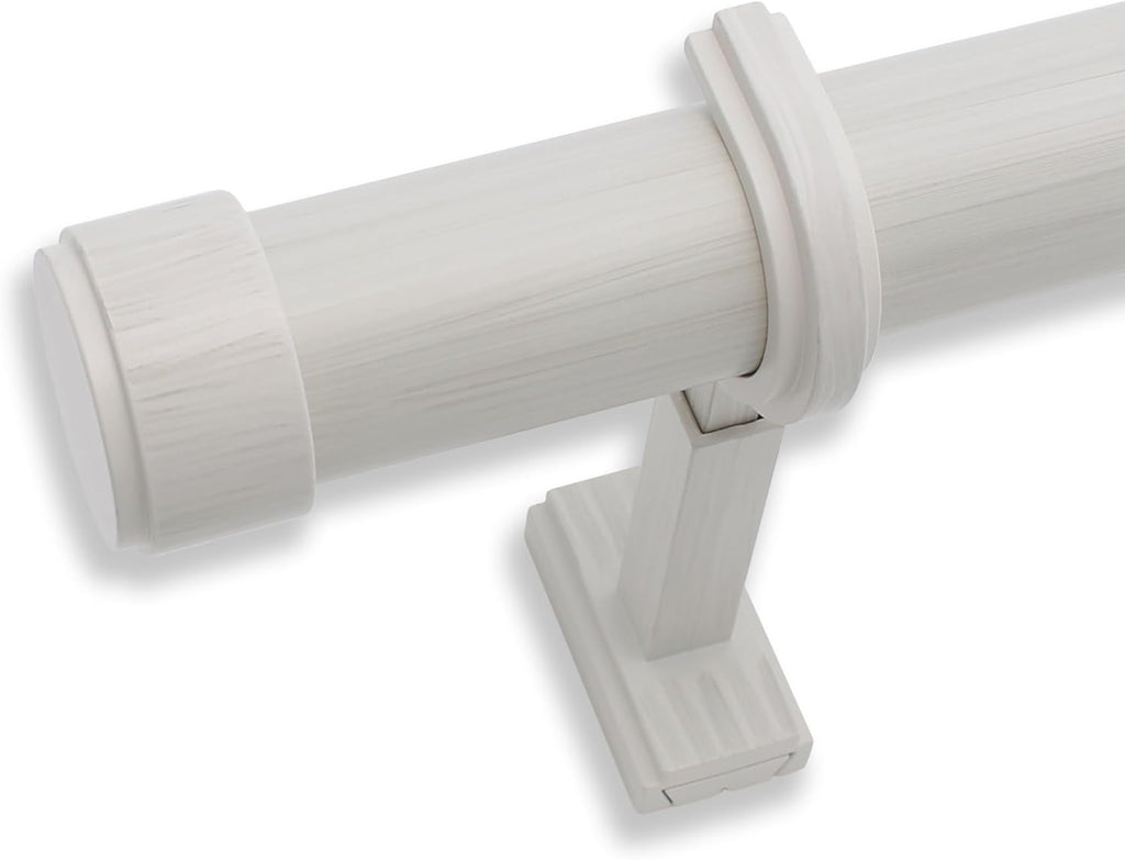 BlastHome® Non-Adjustable Luxury Curtain Rods for Windows, 1 ¼” Rod Set, 6 foot Fixed Length (Two Rods Connect for a Seamless Look), Brushed White