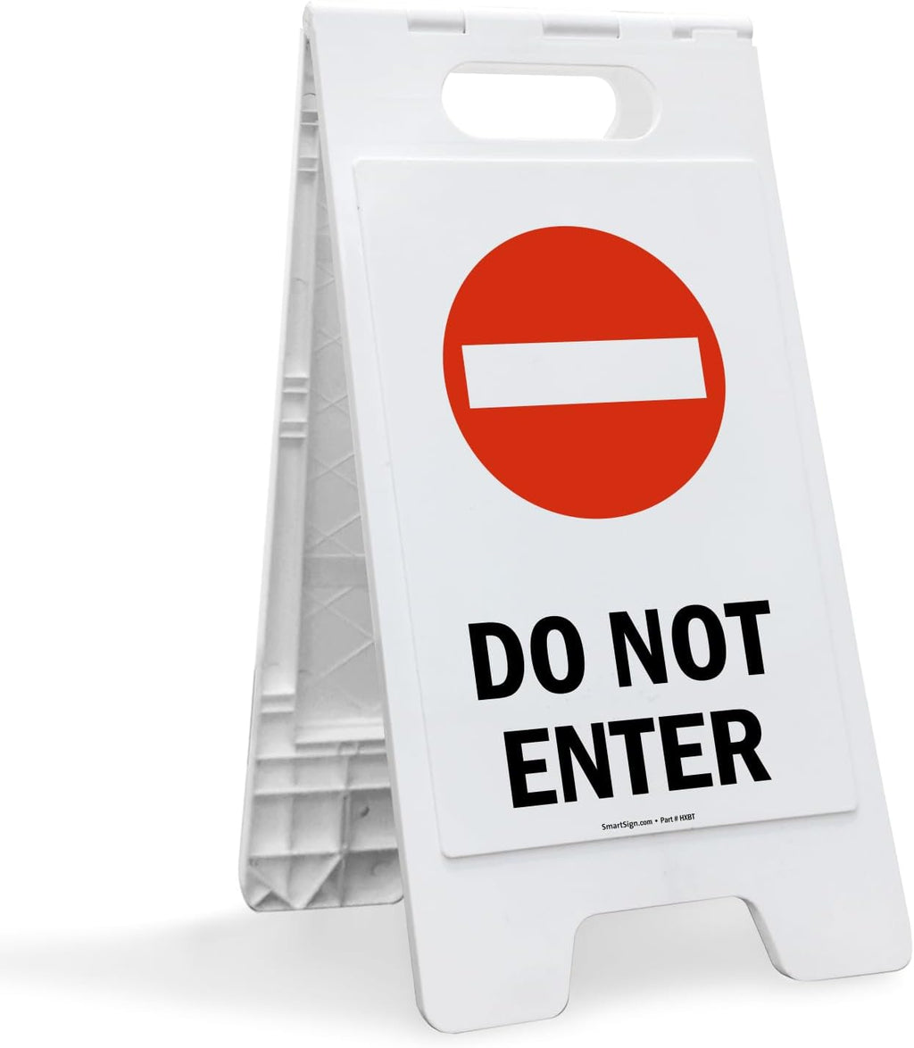 SmartSign 25 x 12 inch “Do Not Enter” Two-Sided Folding Floor Sign, Digitally Printed Plastic, Red, Black & White