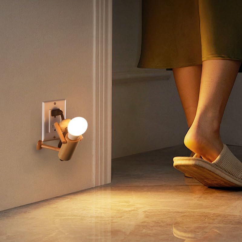 Wooden Night‑Light Desk Lamp – ‘Climber’ Stick‑Figure décor by HMC, Shatterproof LED Bulb, Plug‑in for Outlet, Cool Kid Room or Dorm Table Light
