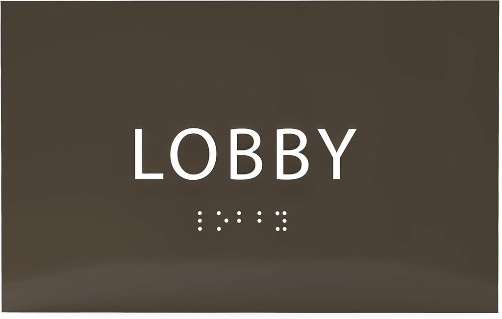 6" X4" Lobby Sign - Tactile Graphics Grade 2 Braille Text Reception Area Sign| Utility ADA Compliant Wall Mount Plastic Signs For Hospital, Offices, Businesses & Apartments