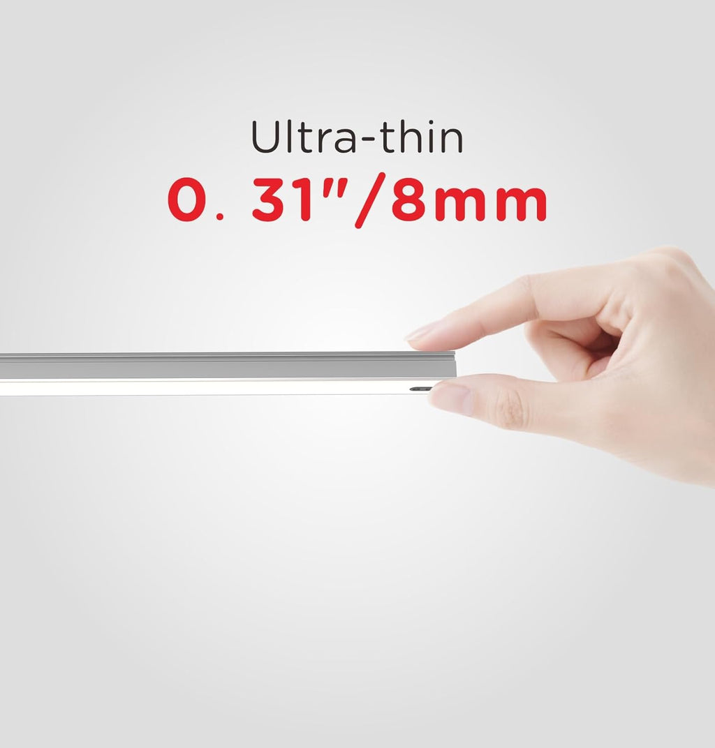 Hand Wave Under Cabinet Lighting Plug in, 16 Inch 2 Pcs Dimmable Under Counter Lights, 4000K Natural White Linkable Ultra Thin Motion Sensor LED Lights for Kitchen, Shelf, Desk, Cupboard