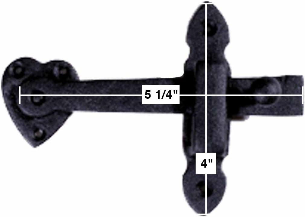 Renovators Supply Black Wrought Iron Gate Flip Latch Decorative Heart Style Medium to Light Duty 4" Tall Flip Door Locks Rust Resistant Powder Coated Latches with Mounting Hardware Pack of 10