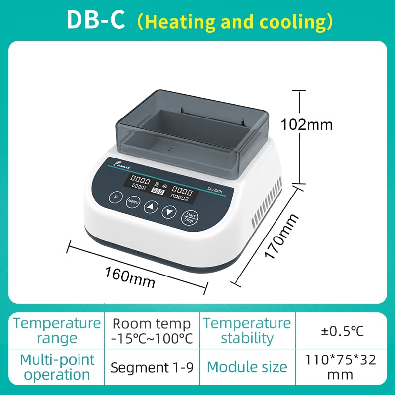JOANLAB Dry Bath Incubator Digital Laboratory Thermostatic Dry Bath Heater with 1.5ml Heating Block (Heating&Cooling Function with 1.5ml*35 Block)