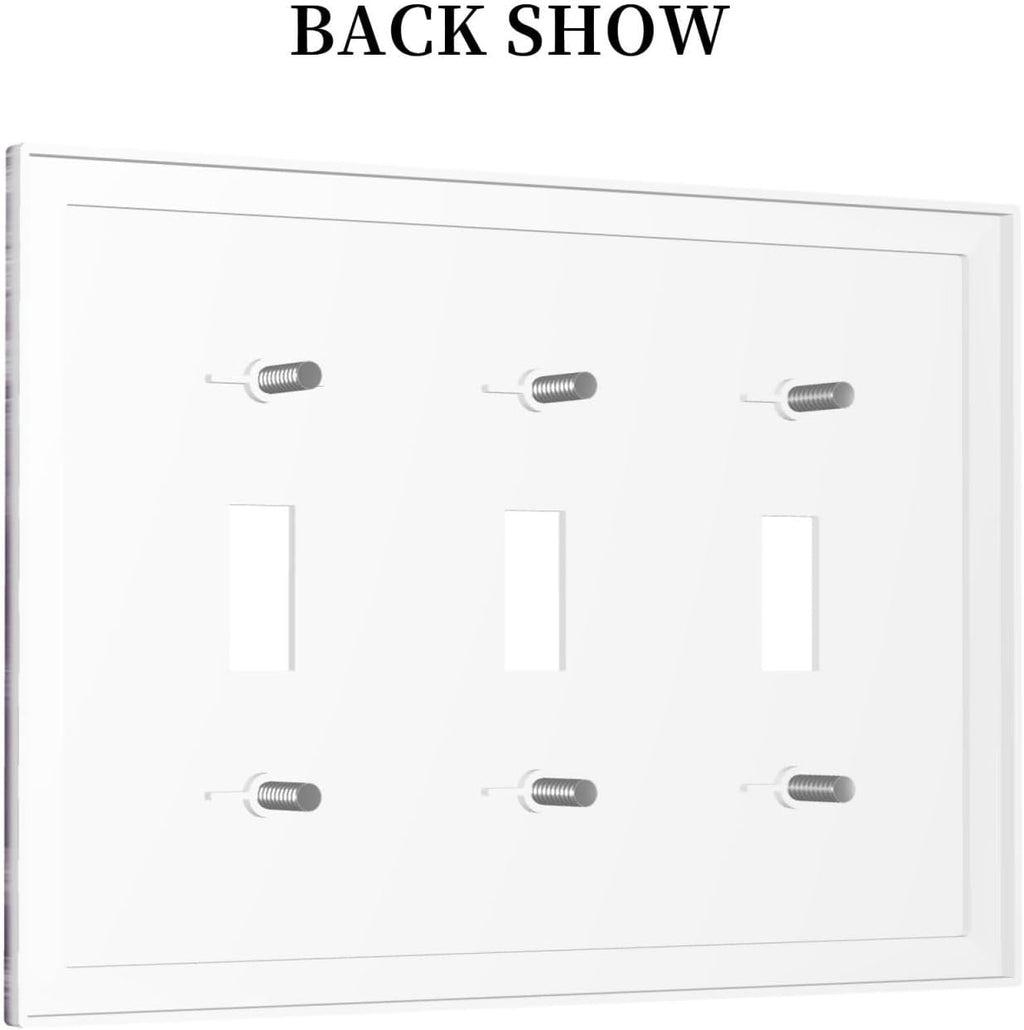 Light Switch Covers Purple Daisy White Floral Butterfly Flowers 3 Gang Wall Plates Triple Toggle Outlet Cover Decorative Switchplates Electrical Panel Cover for Kitchen Living Room 4.8 X 6.7 IN