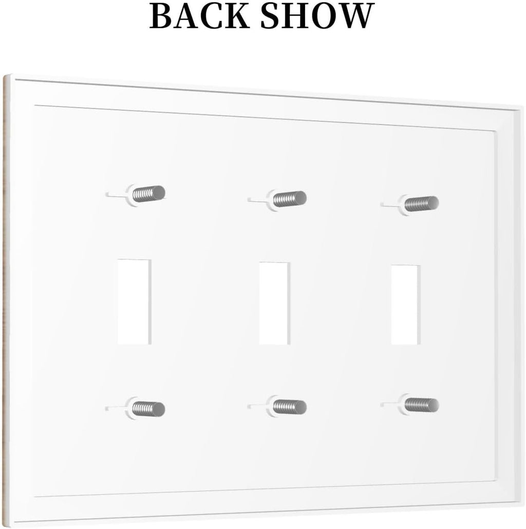 Decorative Switch Plates Vintage Rustic Wood Color Brown Wood Grain 3 Gang Wall Plate Faceplate Triple Toggle Light Switch Cover Electrical Wall Panels for Farmhouse Cabin Decor