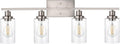 4-Lights Modern Vanity Light Fixtures for Bathroom Over Mirror, Farmhouse 31-Inches Length Seeded Glass Bath Wall Sconce Lighting in Brushed Nickel