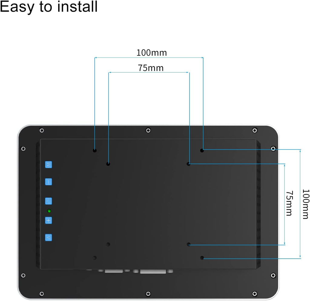 GreenTouch 10.1 Inch Desktop Wall Mountable Multi PCAP Touch Screen Monitor - HDMI/VGA/DVI Input,1280 * 800 Resolution Display