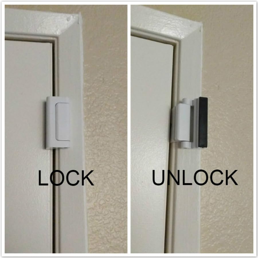 Door Reinforcement Lock with Screws, Add Extra Home Security Door Latch Safety Childproof Door Lock for Inward Swing Door Night Lock Withstand 800 Lbs (2 Pack)