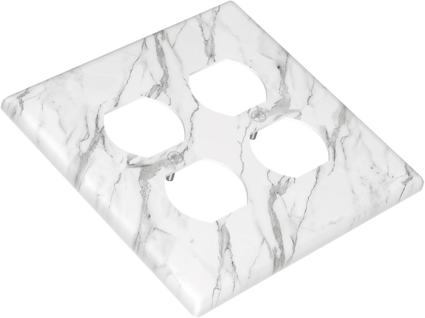 Decorative Outlet Covers Modern Grey Marble Texture 2 Gang Light Switch Cover Plate Double Duplex Wall Plates for Electrical Outlets Switch Plate Covers for Bedroom Kitchen Home Decor
