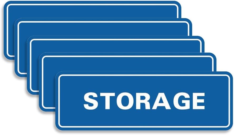 Standard STORAGE Door/Wall Sign - Blue - Medium (5 Pack)