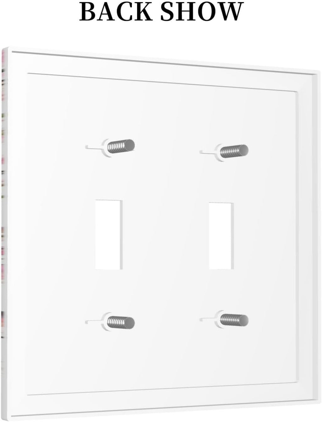 Decorative Light Switch Plate Covers Rustic Plum Blossom Pink Flowers 2 Gang Light Switch Cover Unique Double Toggle Wall Plate Outlet Covers for Bedroom Home Decor（2 Pack）