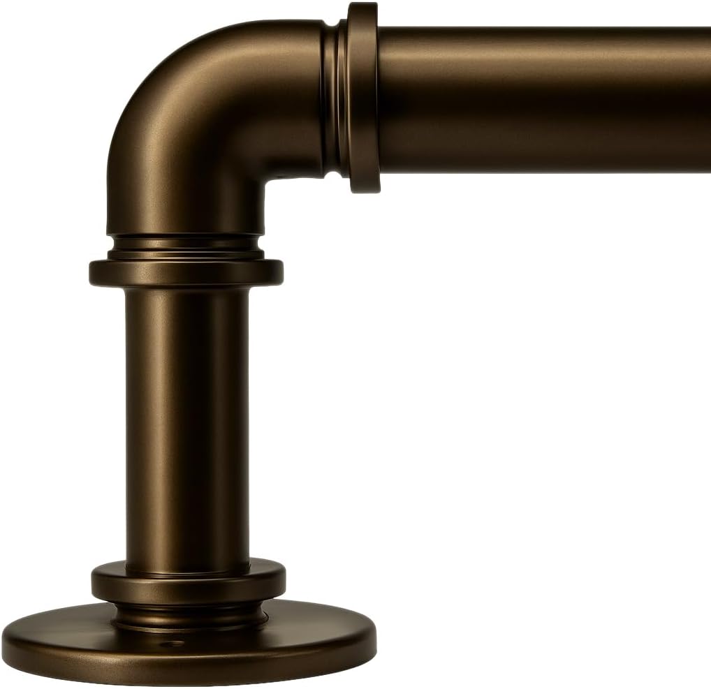 Industrial Curtain Rods 18 to 120 in,Blackout Curtain Rod,Adjustable Length,1 in Diameter Pipe,Wall or Ceiling Mounted,for Bedroom and Living Room (Coffee Gold 18” to 120”)