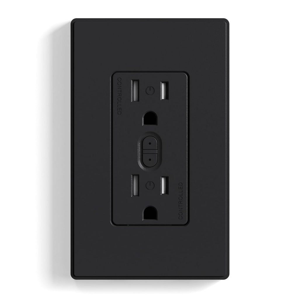 ELEGRP Smart in-Wall Outlet, 2.4GHz Wi-Fi Smart Receptacle Compatible with Alexa and Google Assistant, Tamper Resistant, 2 Individually Controlled Outlets, No Hub Required, UL Listed, Black, 1 Pack