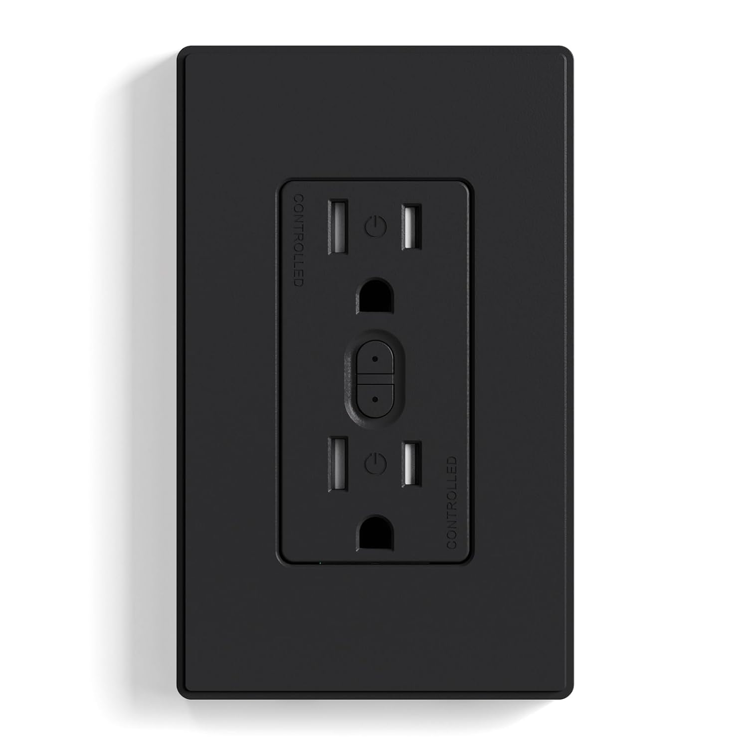 ELEGRP Smart in-Wall Outlet, 2.4GHz Wi-Fi Smart Receptacle Compatible with Alexa and Google Assistant, Tamper Resistant, 2 Individually Controlled Outlets, No Hub Required, UL Listed, Black, 1 Pack