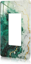 Modern Abstract Lexury Dark Turquoise Teal Blue Gray Marble Textured Acrylic Wall Plate Switch Light Cover Durable Decorative Outlet Covers Switch Plates And Outlet Covers