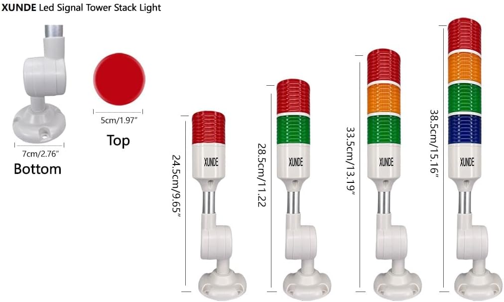 Multi-Layer Industrial Signal Lights 2 Colors Alarm Machine Indicator, Sound and Light Alarms, 24V DC (2-Layer)