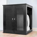 THE REFINED FELINE Refined Self-Cleaning Litter Box Cabinet, Wooden Cat Litter Box Enclosure for Automatic Litter Boxes, Dark Espresso, Cane Weave.