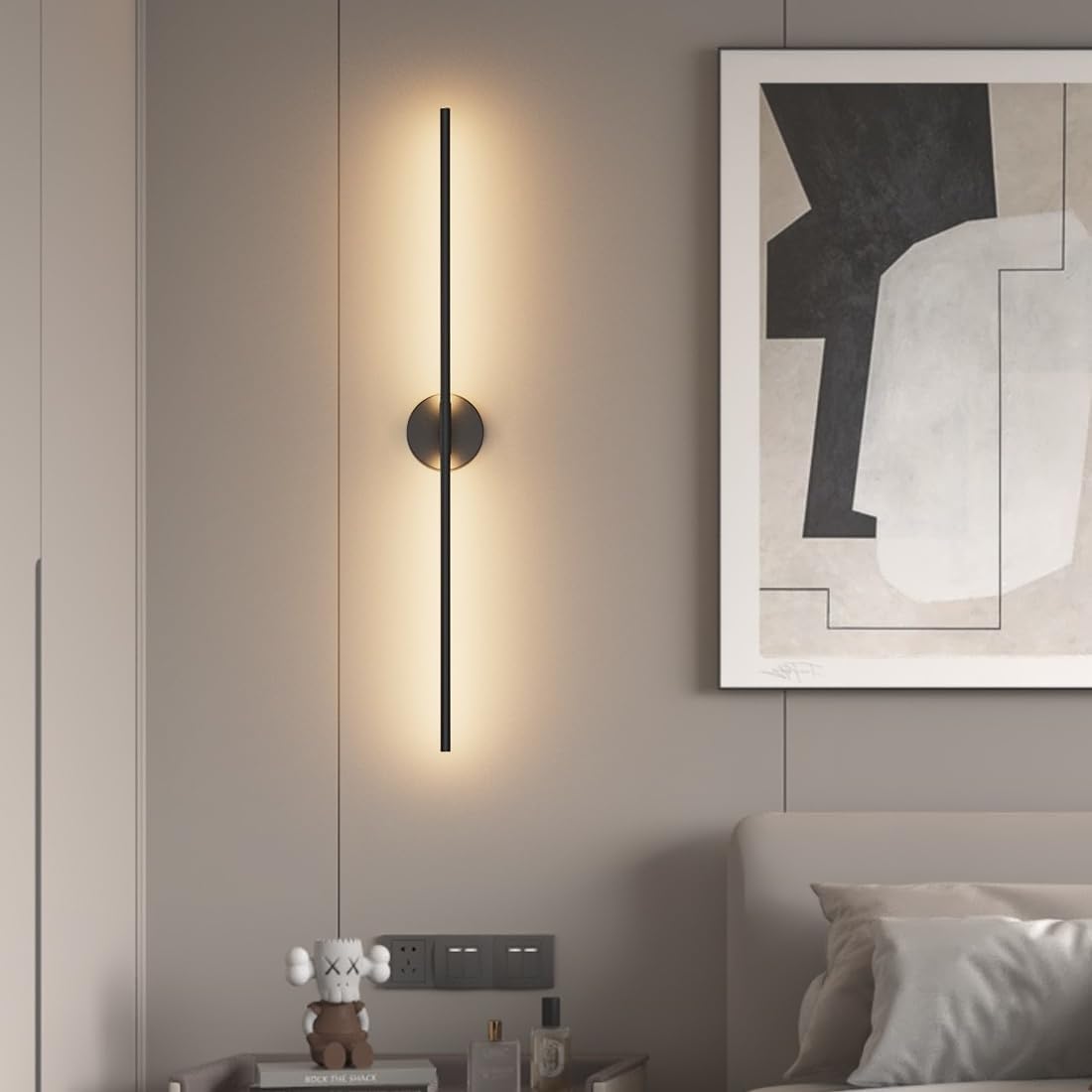 40In Hardwired Modern Wall Sconce for Bathroom Black Vanity Light Fixture 3000K Bathroom Sconce 360° Rotate Warm Light for Bedroom Living Room