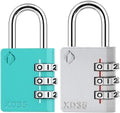 XD35 Combination Lock, 3-Digit Padlock for School Gym Sports LockerLock, Fence, Toolbox, Case, Hasp Storage (2-Pack, Emerald, Gray)