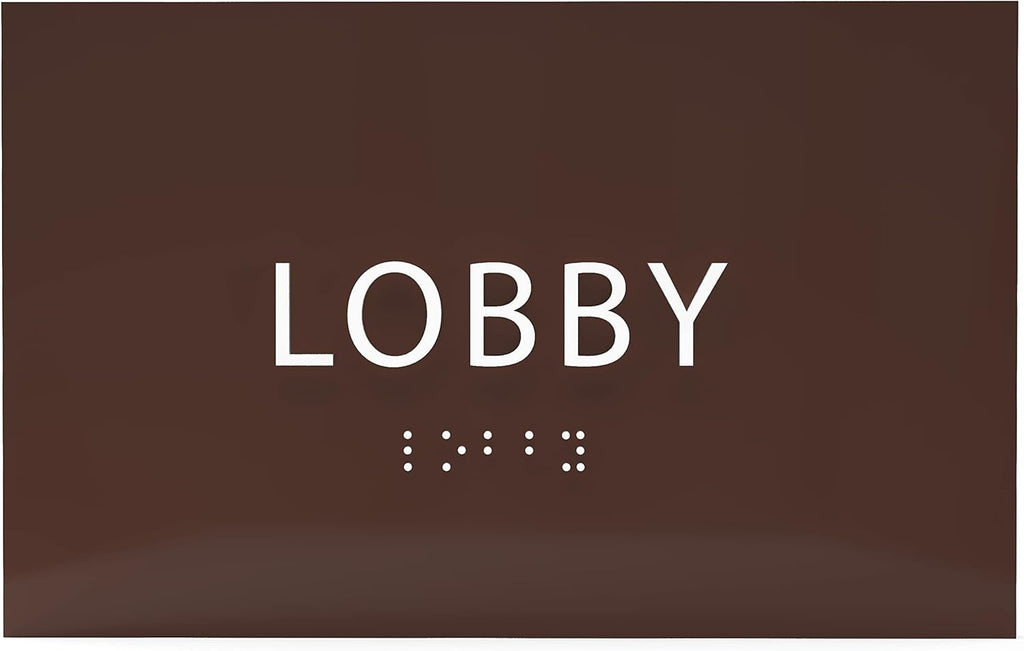 6" X4" Lobby Sign - Tactile Graphics Grade 2 Braille Text Reception Area Sign| Utility ADA Compliant Wall Mount Plastic Signs For Hospital, Offices, Businesses & Apartments