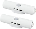Rechargeable Smart LED Motion Sensor Ambient Light, Punch-Free Smart Sensor Magnetic Rechargeable LED Lights, Color Changing Motion Sensor Light for Stairs, Wardrobe, Cabinet (2, White-3 Colors)