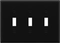 ENERLITES Triple Light Switch Wall Plate, Toggle Switch Plate, Gloss Finish, 3-Gang Mid-Size 4.88" x 6.77", Unbreakable Polycarbonate Thermoplastic, UL Listed, 8813M-BK, Black