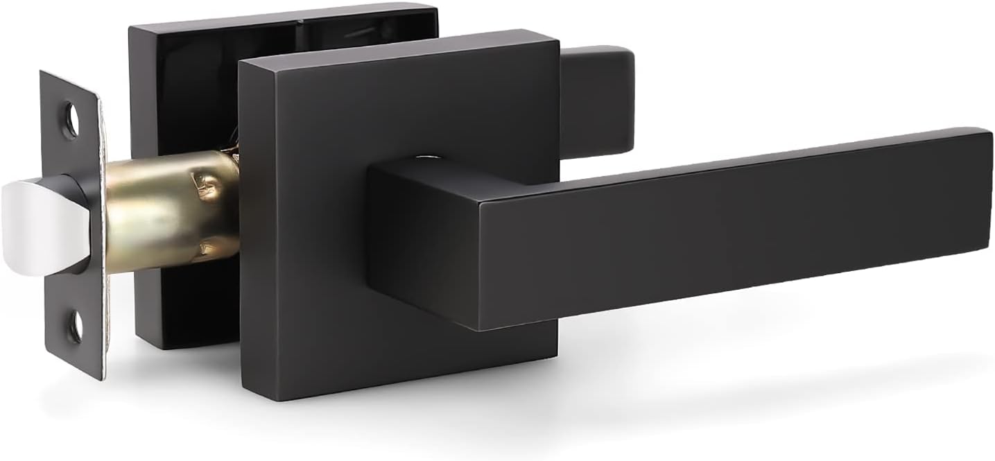 KNOBWELL Black Door Handles 20 Pack, Interior Door Knobs Passage, Modern Door Handle Closet Hallway Square Door Levers Reversible for Left and Right