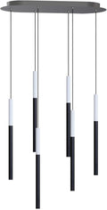 ALTAIR 6 Mini Pendant Lighting White-Black - LED Hanging Light Fixture for Kitchen Island, Bar, Foyer - Cluster Pendants - Dimmable, Adjustable Wire, Lamp Bulb Included