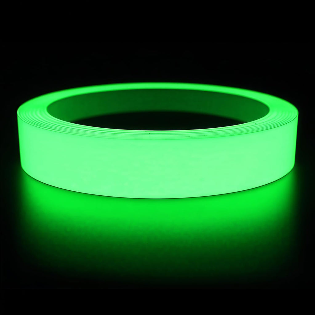 Glow in The Dark Tape 0.5Inch x 50FT - High Visibility Reflective Tape, Waterproof Adhesive Glow Tape for Stairs, Steps, Halloween DIY, Bikes, Cars, Safety Signs
