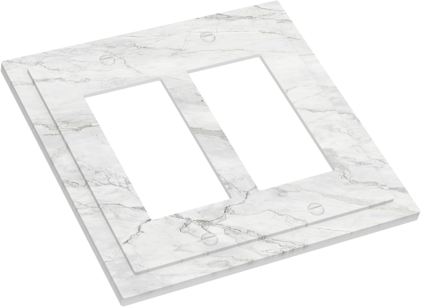 Decorative Outlet Covers Marble Granite White And Grey 2 Gang Double GFCI Rocker Electrical Wall Panels Light Switch Cover Plate for Home Bedroom Decor