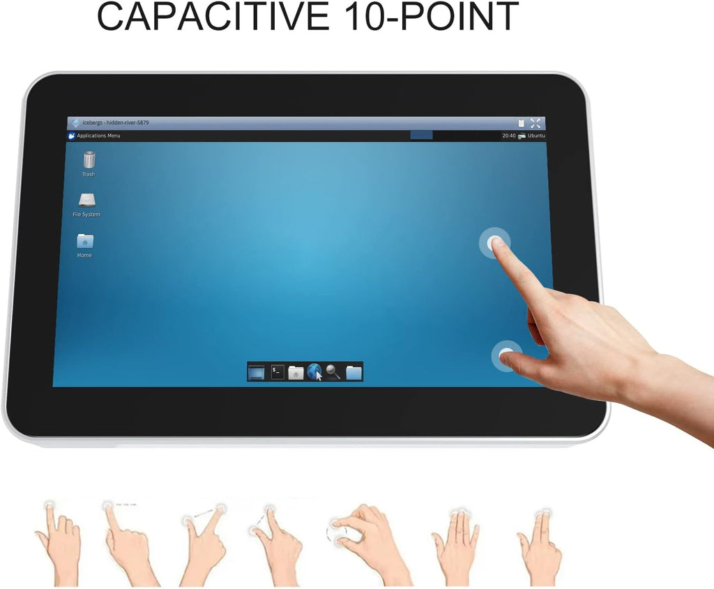 GreenTouch 7 Inch Desktop Wall Mountable Multi PCAP Touch Screen Monitor HDMI/VGA Input 1024 * 600 Resolution Display
