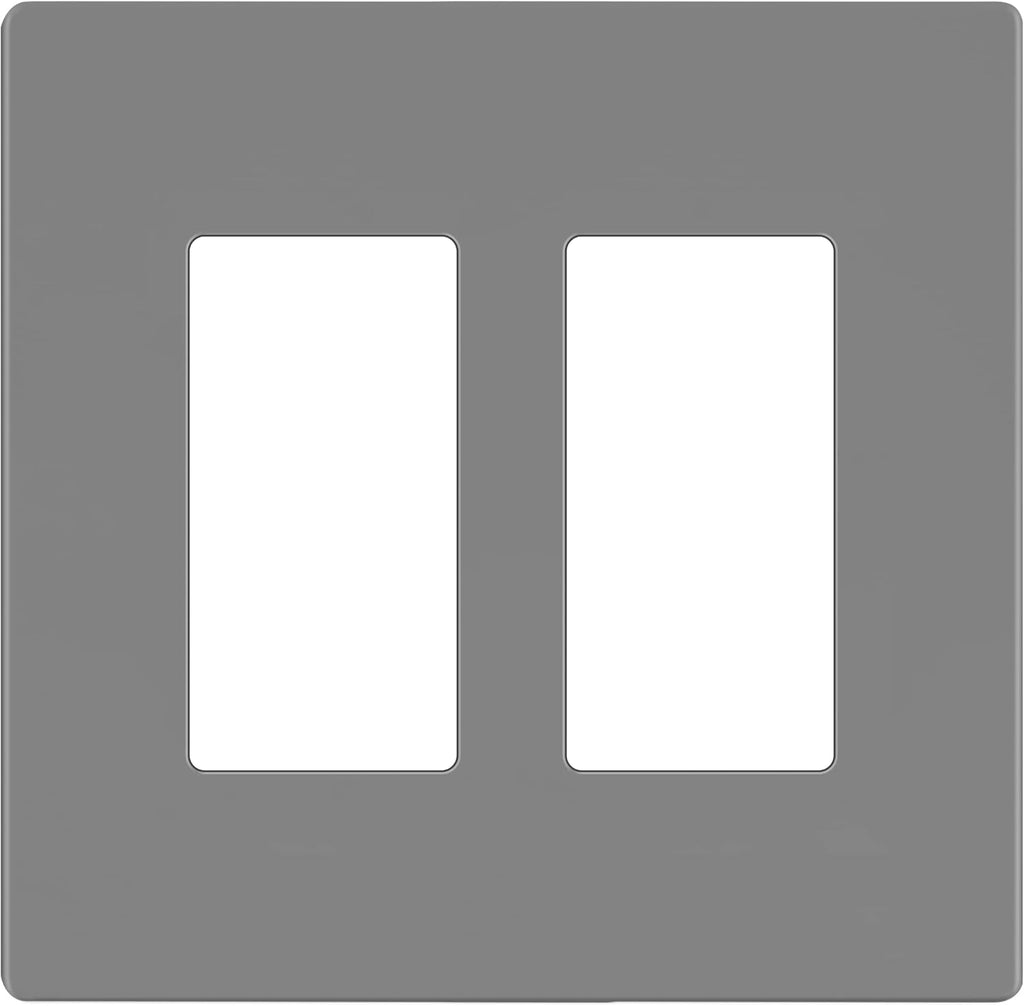 LIDER Matte Finish Decorator Switch Cover, Screwless Wall Plate, Mid-Size 2-Gang 4.88" x 4.92", Unbreakable Polycarbonate Thermoplastic, UL Listed, LSWP-32M-GY, Gray
