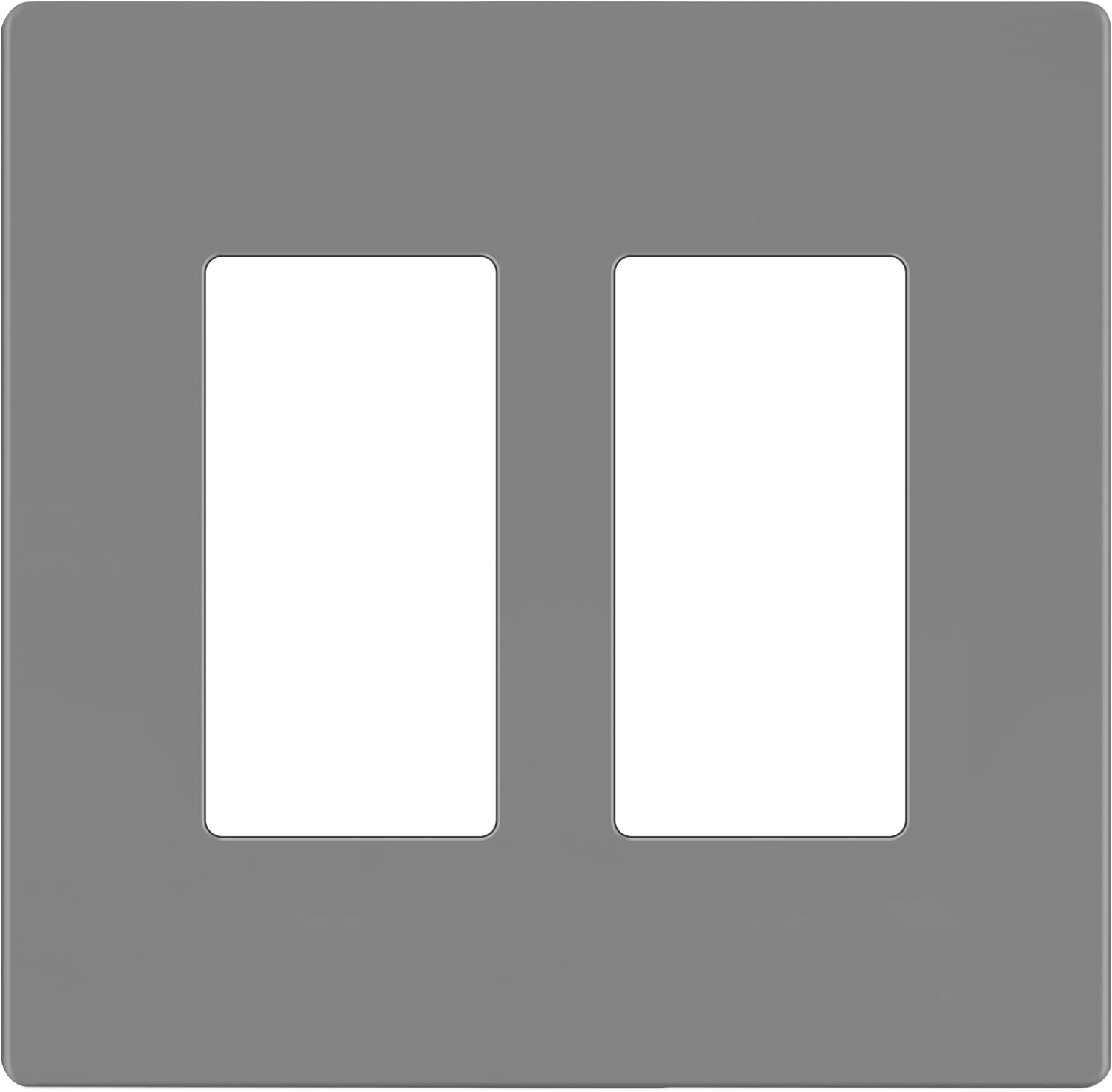 LIDER Matte Finish Decorator Switch Cover, Screwless Wall Plate, Mid-Size 2-Gang 4.88" x 4.92", Unbreakable Polycarbonate Thermoplastic, UL Listed, LSWP-32M-GY, Gray