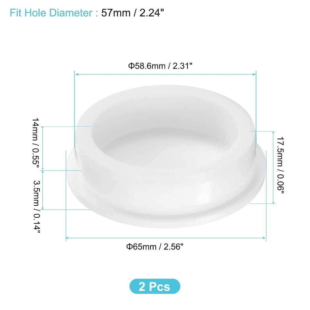 uxcell 2Pcs Silicone Hole Plug, Waterproof Round Rubber Stoppers Bottle Seal Plugs Tube Pipe End Caps for 57mm/2.24" Hole for Bathtub Bottle, White