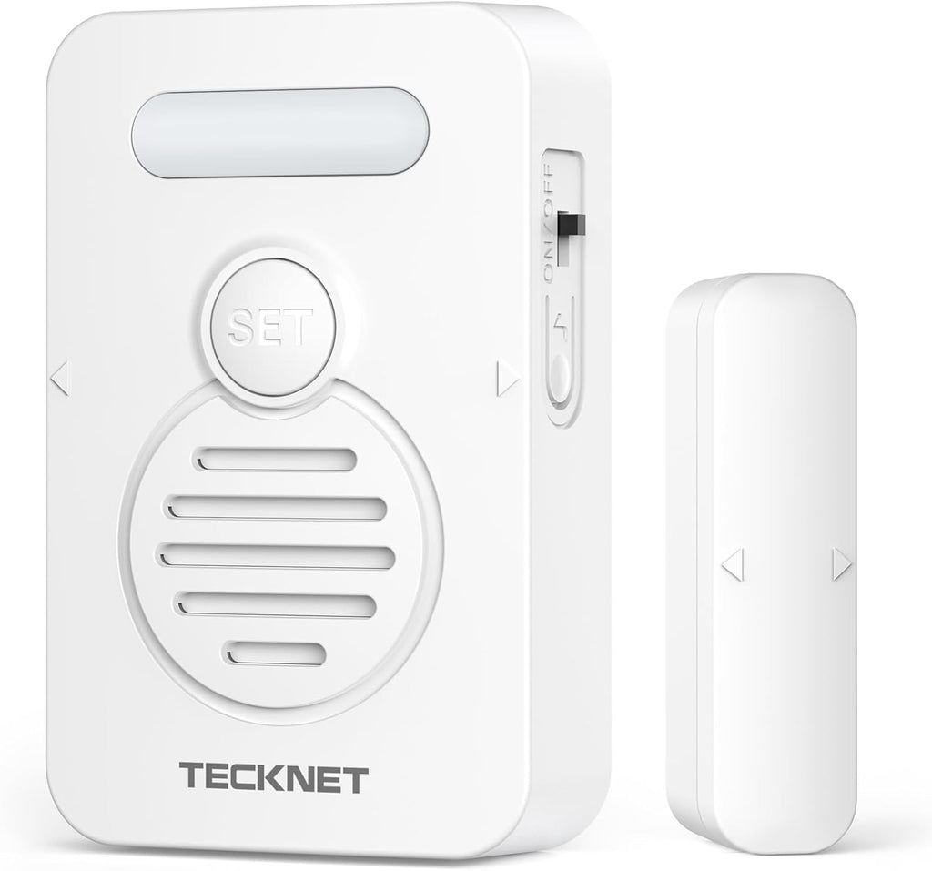 TECKNET Door Alarms for Kids Safety, Window Alarm with Smart Voice Alert, 4-Level Adjustable Volume, Refrigerator Sensor Pool Alarm Door Alarms when opened for Home Security、Fridge、Garage and Basement
