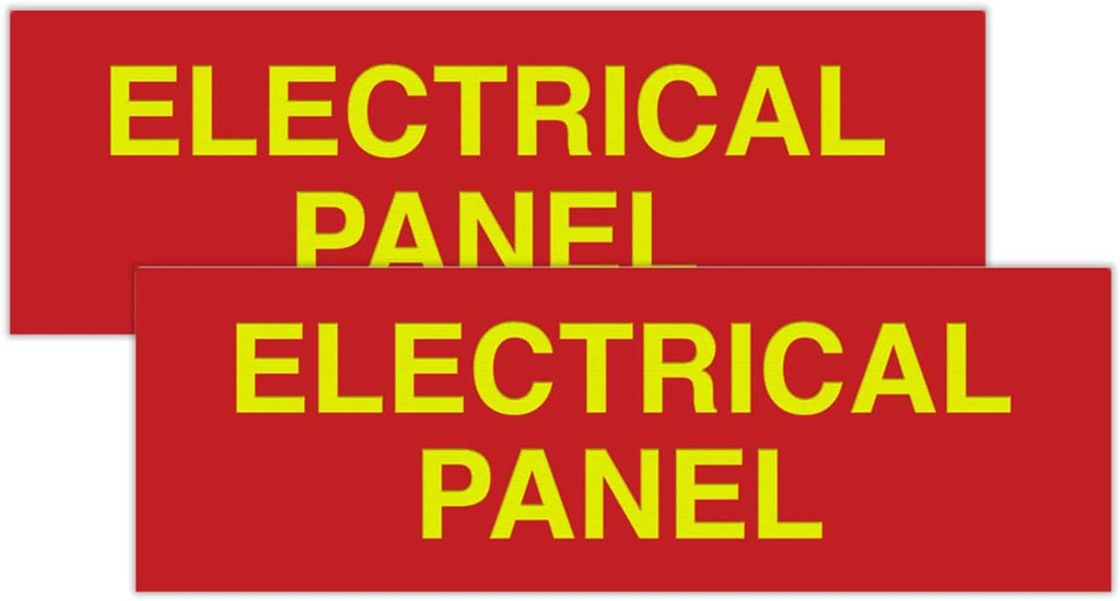 All Quality Basic Electrical Panel Sign - Fire Regulation Safety Compliance Sign - Red/Yellow - Small (2 Pack)