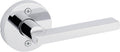 Kwikset Halifax Dummy Door Handle, Single Sided Round Lever for Closets, French Double Doors, and Pantry, Polished Chrome Non-Turning Reversible Interior Push/Pull Lever, with Microban Protection