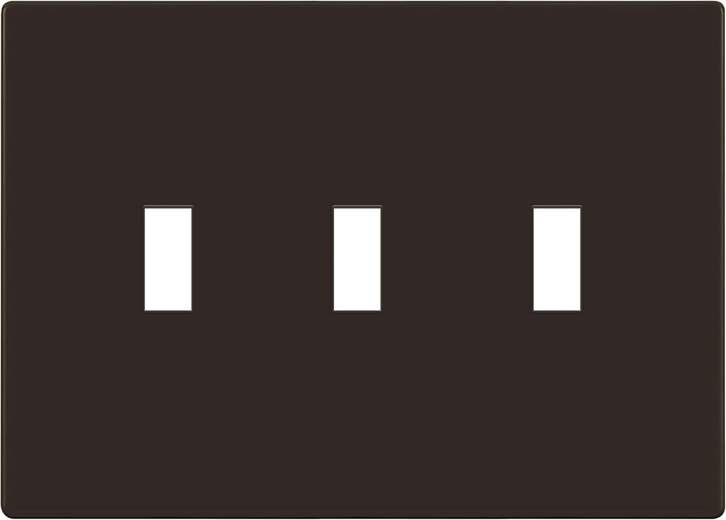 ENERLITES Screwless Triple Toggle Switch Wall Plate, Child Safe Light Switch Cover, Standard Size 3-Gang 4.68" x 6.53", Unbreakable Polycarbonate Thermoplastic, UL Listed, SI8813-BR, Glossy, Brown