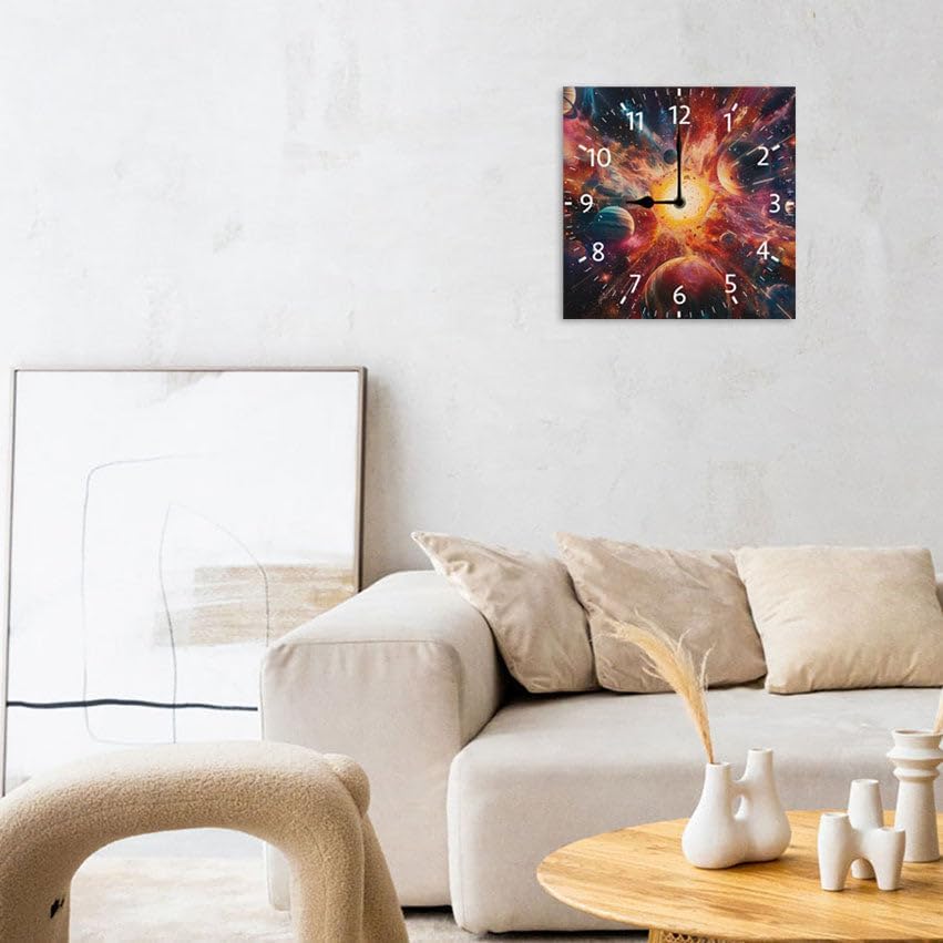 10 in Cosmic Connection -268 Wood Wall Clock – Digital Time Display, Smart Home Compatible for Bedside or Workspace
