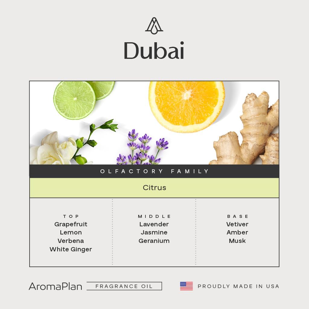 AromaPlan Hotel Scents Dubai 5 Fl Oz (148ml), Home Luxury Aroma & Hotel Fragrance Diffuser Oil- Hotel Diffuser Oil for Aromatherapy- USA Made, Bigger Bottle, Bolder Aroma & Longer Lasting